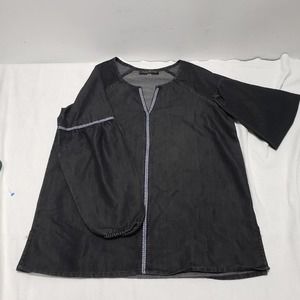 August Silk Long Sleeve Puffy Arm Shirt Size: Small Black